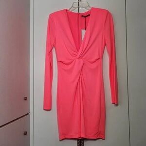 Elegant Pink Long Sleeve Dress